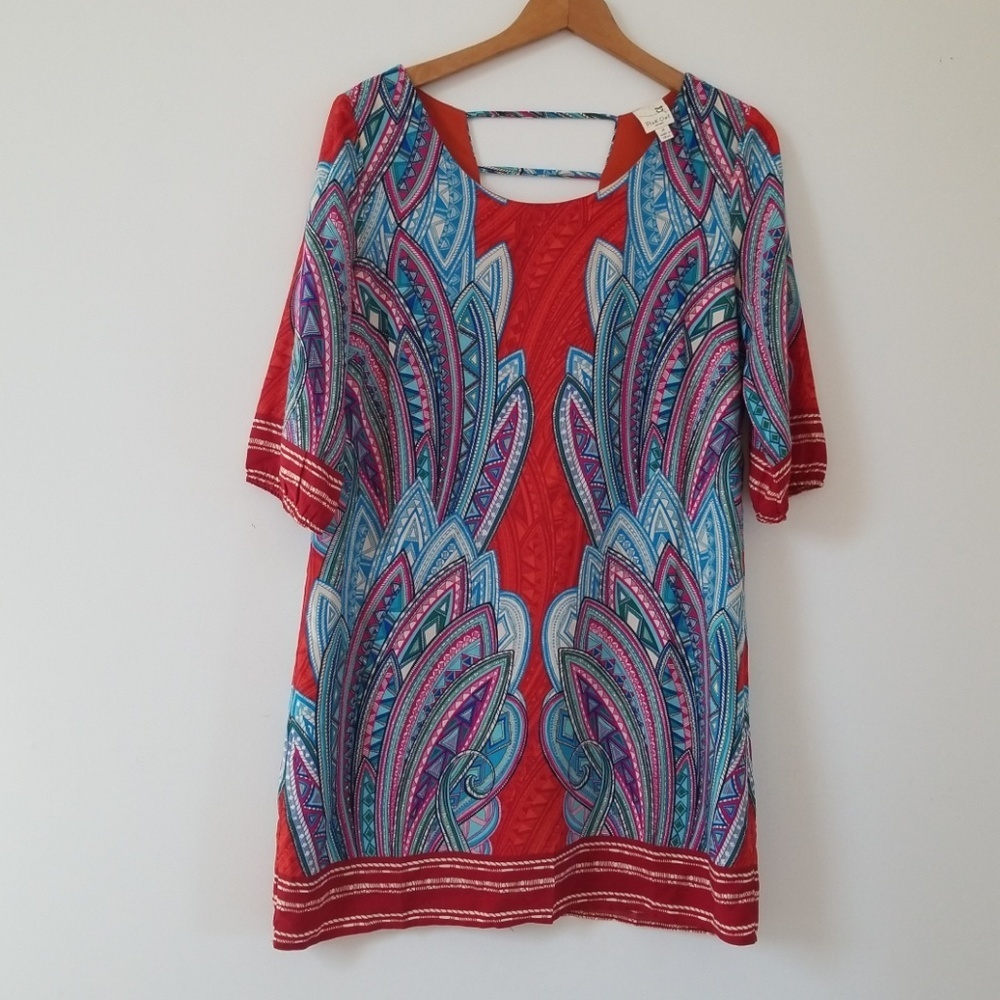 NWOT* Pink Owl Tribal Geometric Print Tunic Dress